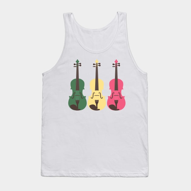 A Serenade of Strings in Pink, Green and Yellow Tank Top by NattyDesigns